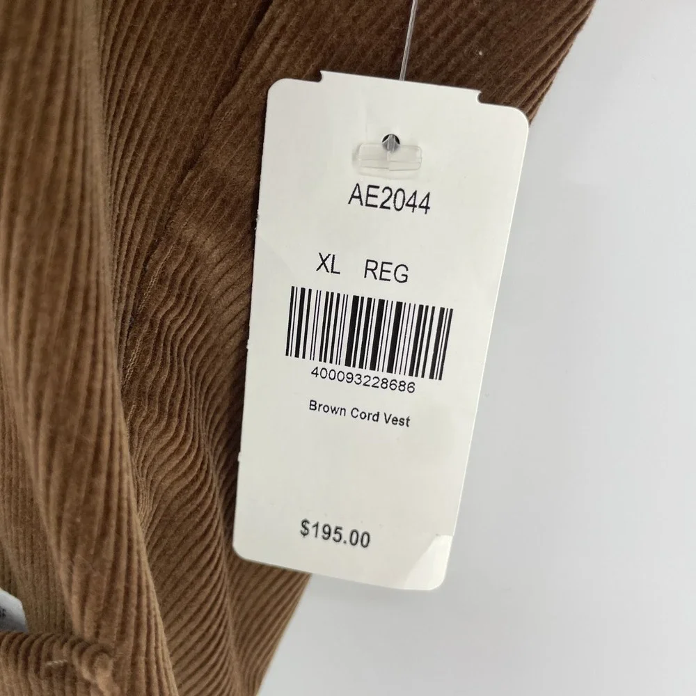 Allen Edmonds Vest‎ Men 44R Corduroy Brown Lined Waistcoat Cowboy Western Casual